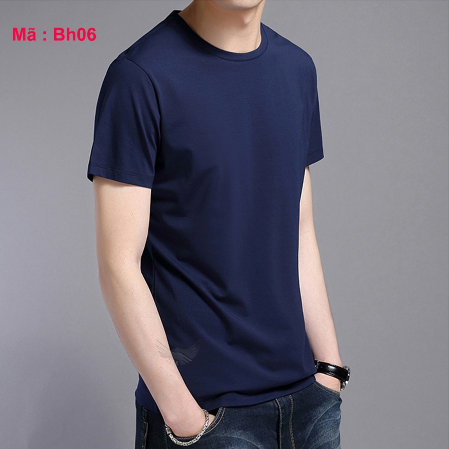 [hot] Áo thun nam cổ tròn màu xanh than