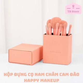 [Không cọ] Hộp đựng cọ cao cấp nắp nam châm Happy Makeup chống bụi màu cam đào
