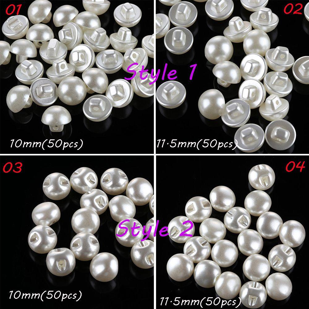 GAVESTO 50 Chiếc Nút Ngọc Trai Tròn May Trang Trí Thủ Công DIY Quần Áo Đầm Phụ Kiện