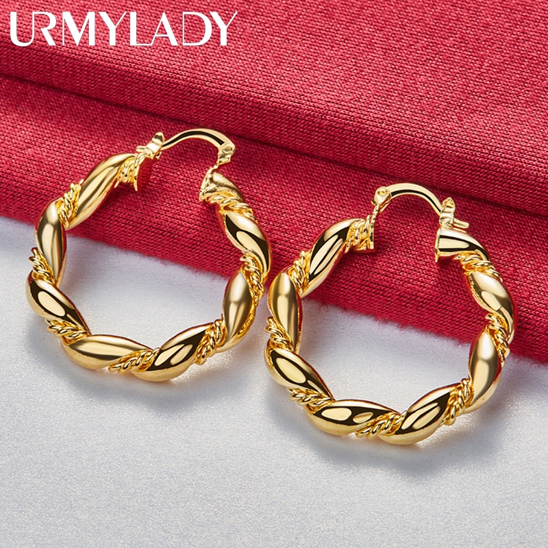 URMYLADY Vòng Xoắn Vòng Bông Tai Vàng 24K Dành Cho Nữ Quyến Rũ Cưới Đính Hôn Trang Sức Dự Tiệc Thời Trang
