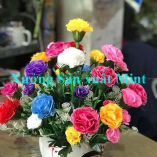 Chùm Hoa Cẩm Chướng Giả 10 Nhánh 40cm Nhiều Màu Hoa Lụa Trang Trí Nhà Cửa Bàn Thờ Xưởng Nam Định