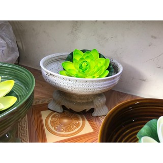 Bát Sen Thả Hoa Dáng Tròn 25cm Bát Tụ Lộc đồ thờ cúng gốm sứ đề ban thần tài hút tài lộc