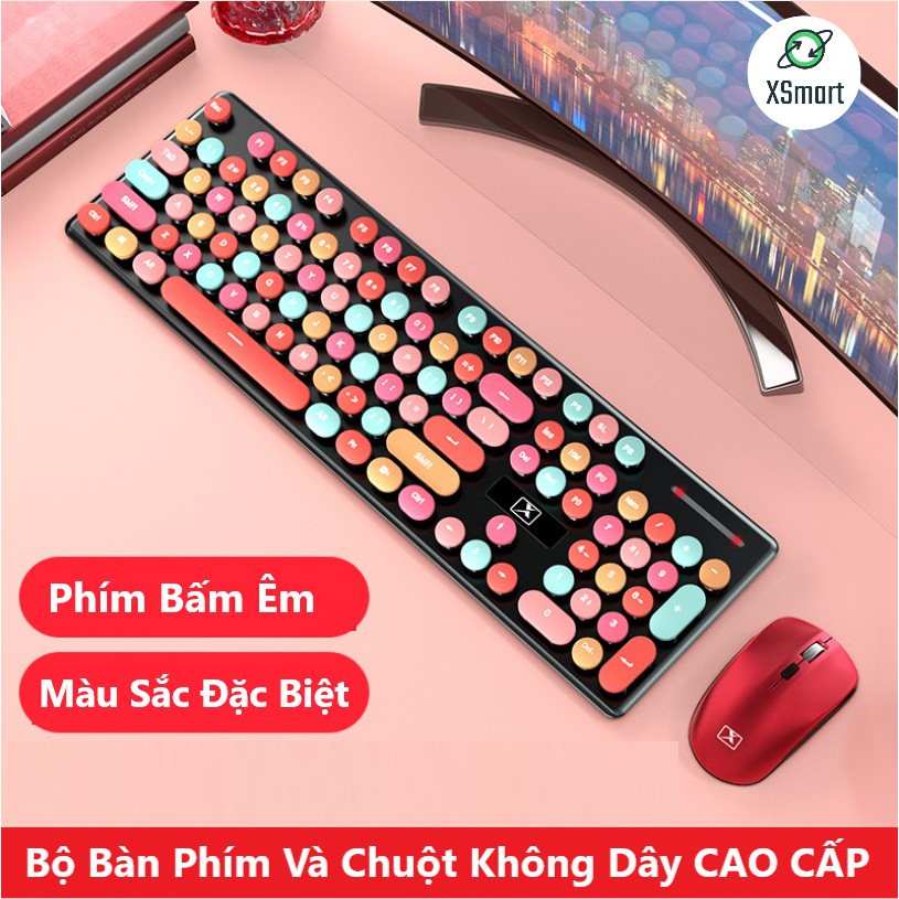 Bộ Bàn Phím Và Chuột Không Dây PIN Sạc N620 Candy Hồng Nhiều Màu Sắc ...