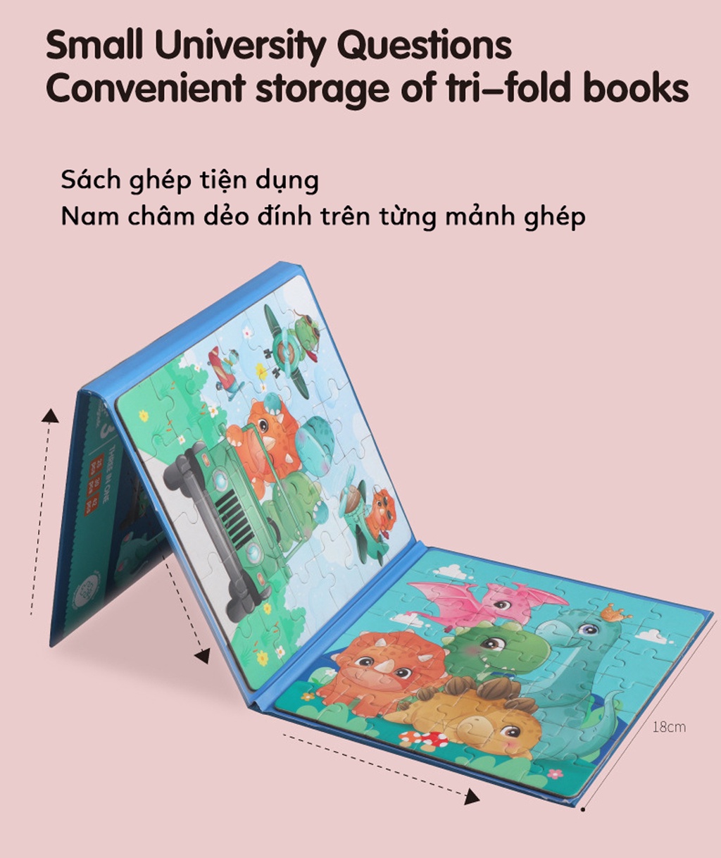 Mô tả Đồ chơi xếp hình S-kids, Bộ sách puzzle thông minh 3 hình cho bé với mảnh ghép nam châm. - 3