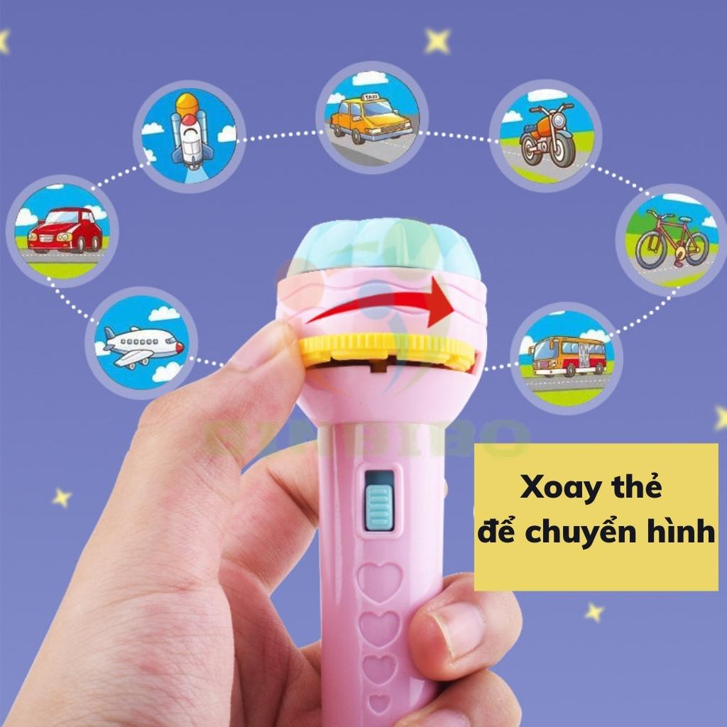 Đèn pin chiếu hình cho bé 80 hình sắc nét nhiều hình động vật đáng yêu
