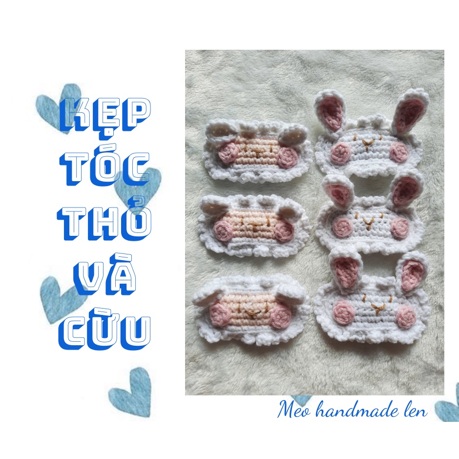 Kẹp tóc thỏ và cừu - Handmade len - Amigurumi