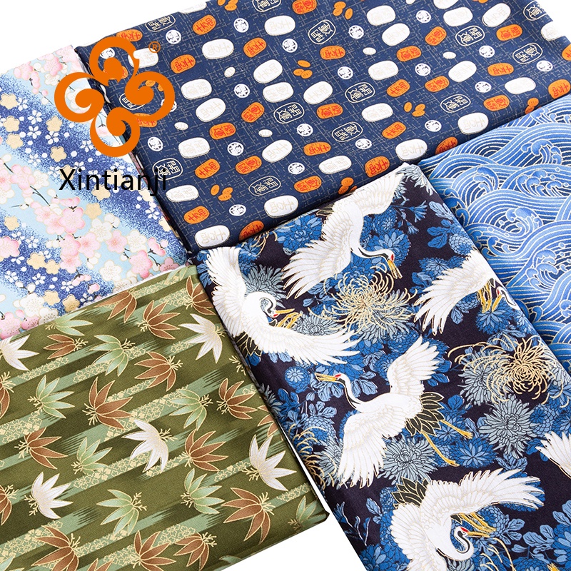 Phong Cách Nhật Bản Bronzecotton May Vải Cotton DIY Kimono Thủ Công Mỗi 0.5 Yard TJ1023
