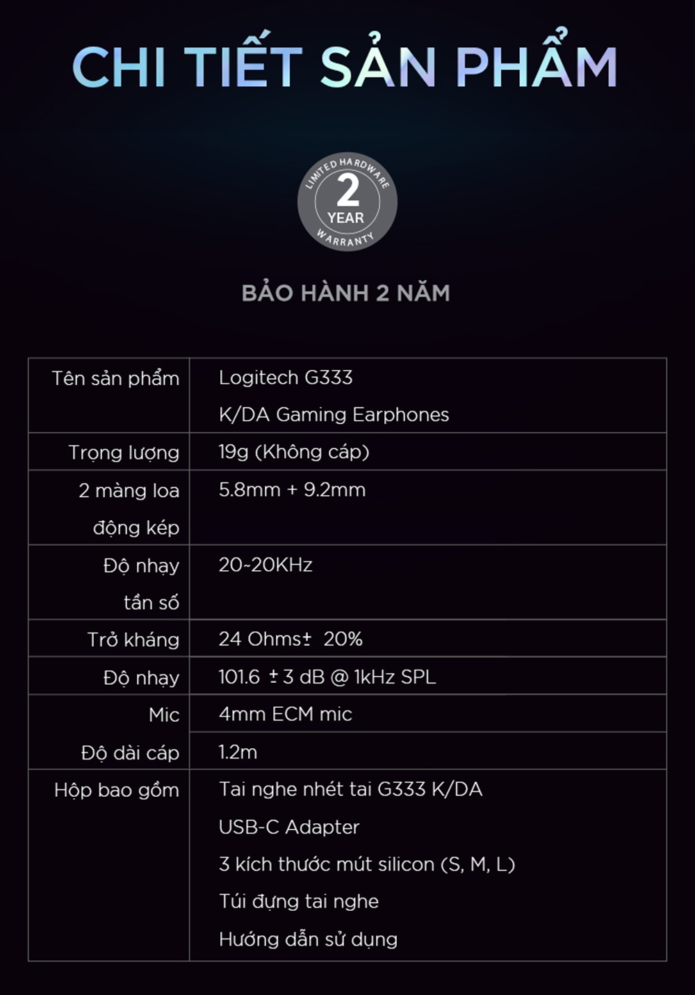 Đóng gói Logitech G333 KDA