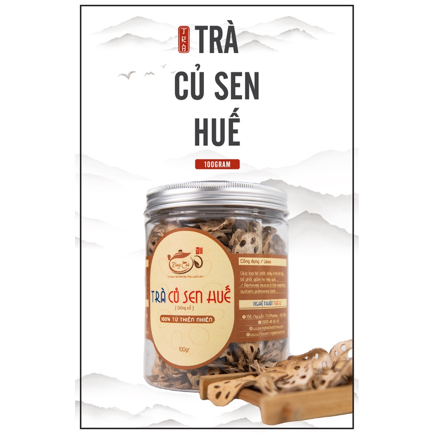 Trà củ sen Huế giống cổ,Non GMO, không chất bảo quản, đóng hũ 100g