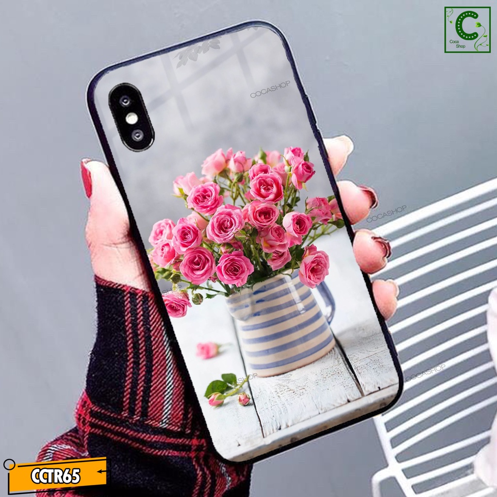 Ốp iPhone Mặt Kính Nano Dẻo - Hoa Hồng Nhẹ Nhàng Dịu Dàng