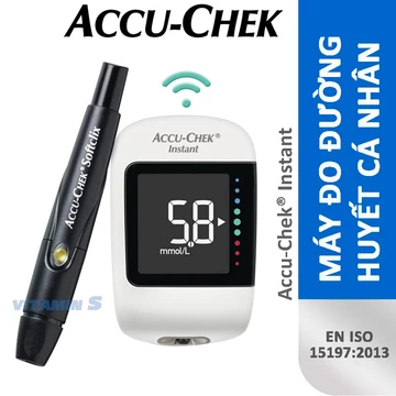 ACCU-CHEK INSTANT ⚡ Máy đo đường huyết chính hãng ROCHE-ĐỨC ⚡ Đơn giản, chính xác, dễ sử dụng ⚡ Hộp que 25
