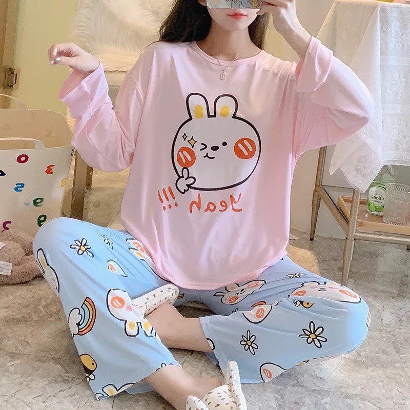 [ẢNH THẬT] ĐỒ BỘ MẶC NHÀ TAY DÀI QUẦN DÀI CỔ TRÒN - ĐỒ BỘ NGỦ - MÈO INDA HOUSE