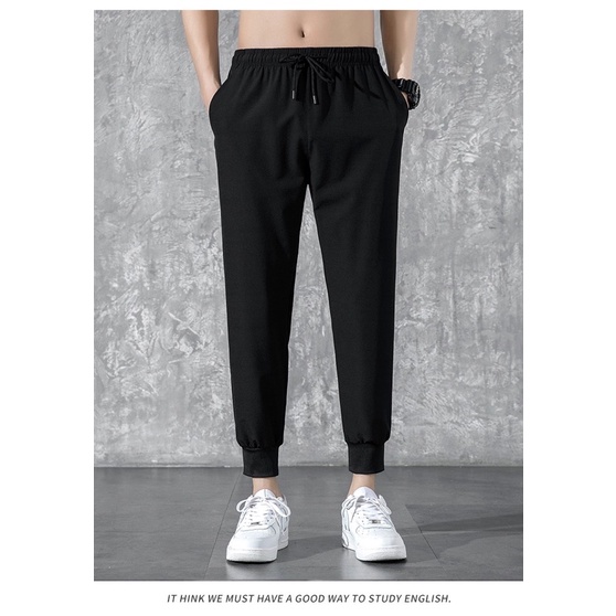 Quần Thể Thao Nam Nữ Dài Trơn Basic Ống Suông Thun Poly Phong Cách Thể Dục Unisex