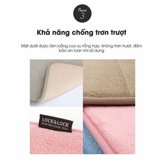 Thảm chùi chân Lock&Lock Memory Foam Basic MAT510 MAT511 có gân 4 màu - K-MALL