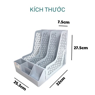 Khay đựng tài liệu 3 ngăn Việt Nhật 5680 kèm khay để bút,Khay đựng hồ sơ tài liệu văn phòng để bàn gọn gàng { H }