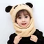 DELMER Trẻ Em Bonnet Với Khăn Mũ Cashmere Bên Trong Chống Gió Đẹp Full Face Cover Tập Đi Hoạt Hình Mũ Gấu Trúc