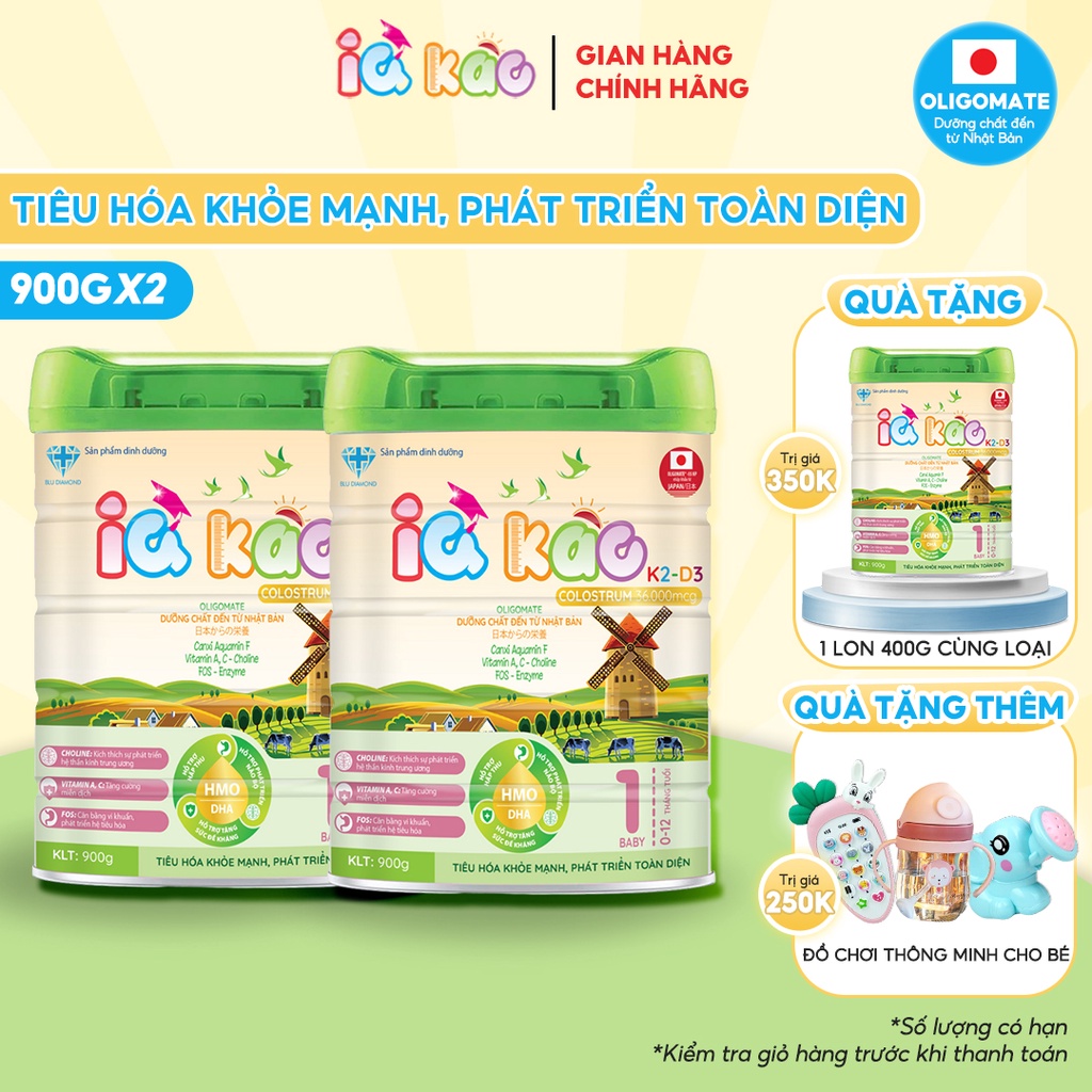 Combo Sữa bột IQ KAO Baby giúp bé ăn ngon tiêu hóa tốt tăng cân khỏe mạnh hộp 900g