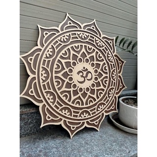 Tranh Gỗ Mandala Chữ Om Treo tường điêu khắc Hoa Mandala chữ Om decor trang trí phòng yoga nhà cửa quán cafe homestay