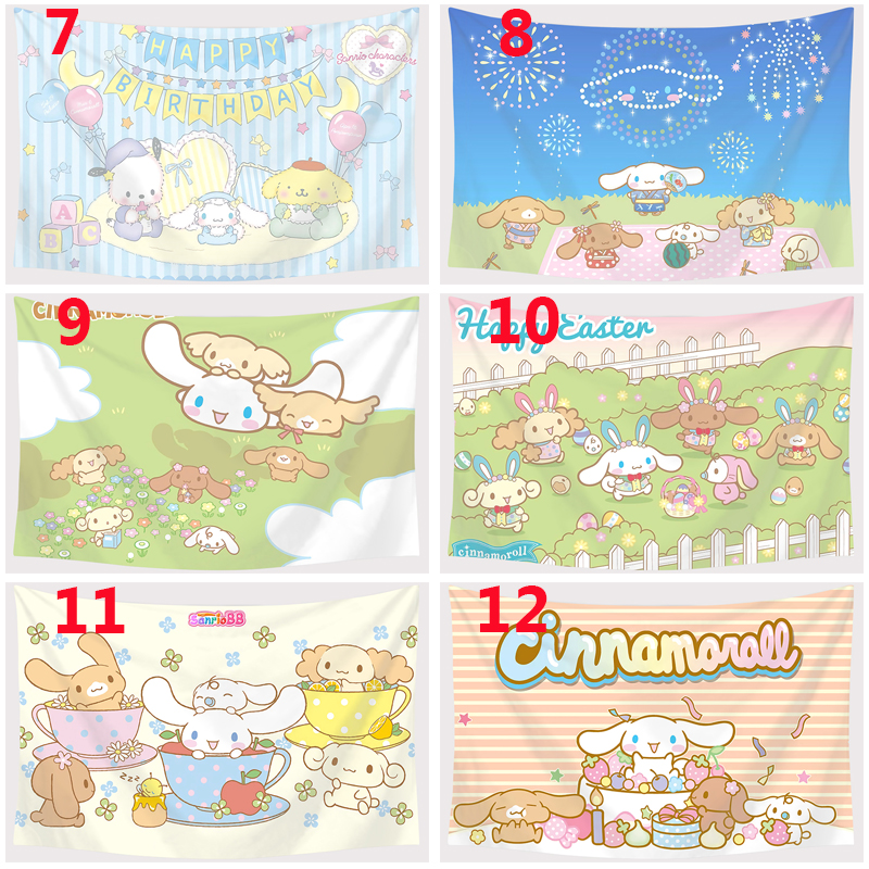 Thảm treo tường trang trí họa tiết hoạt hình Cinnamoroll đáng yêu 150x100cm
