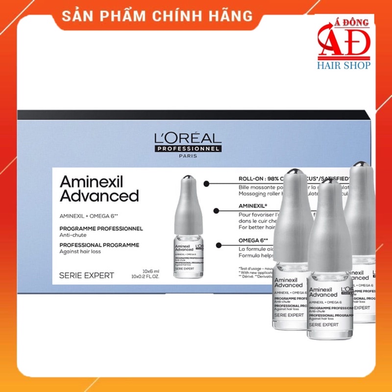 [Loreal] Tinh chất ngăn rụng tóc L'oreal Aminexil advanced cho tóc thưa mảnh 6mlx10 TBN