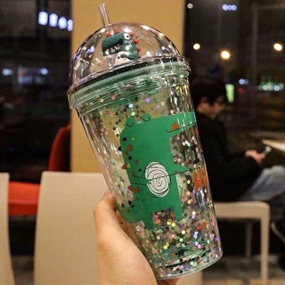 Bình nước khủng long 3D kim tuyến nhiều màu sắc (450ML), giữ nhiệt hai lớp kèm ống hút siêu cute