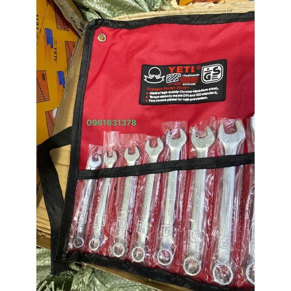 Bộ cờ lê Yeti 14 chi tiết từ 8-24mm, Bộ cờ lê vòng miệng từ 8 đến 24