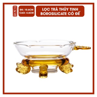 Lọc Trà Thủy Tinh Chịu Nhiệt Có Chân Đế - 2 Màu Xanh Và Vàng