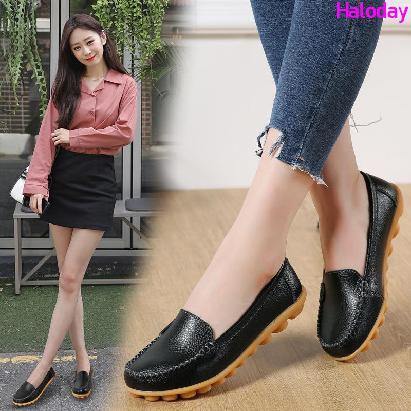Giày Nữ Size Lớn (35-44) 44 43 42 41✨Chính Hãng Da Thật Chính Hãng Người Cao Tuổi Mẹ Giày Nữ Giày Đậu Hà Lan Giày Y Tá Size Lớn Giày Lười