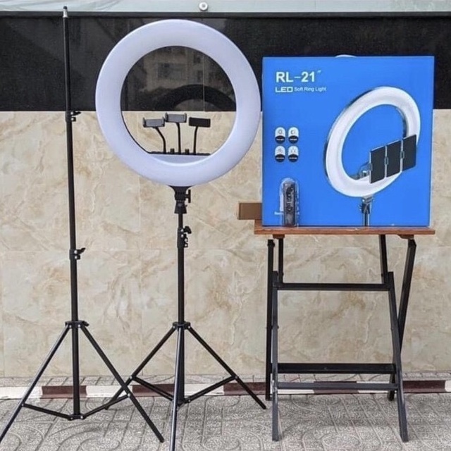 Bộ Đèn Livestream RL21 Size 54cm + Chân Đèn + Kẹp Điện Thoại - Cực Chắc Chắn- Hỗ trợ Makeup Quay Video