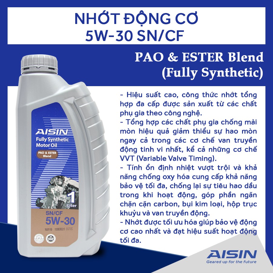 Nhớt Động Cơ AISIN ESEN0531P 5W-30 SN / CF Pao & Ester Blend 1L