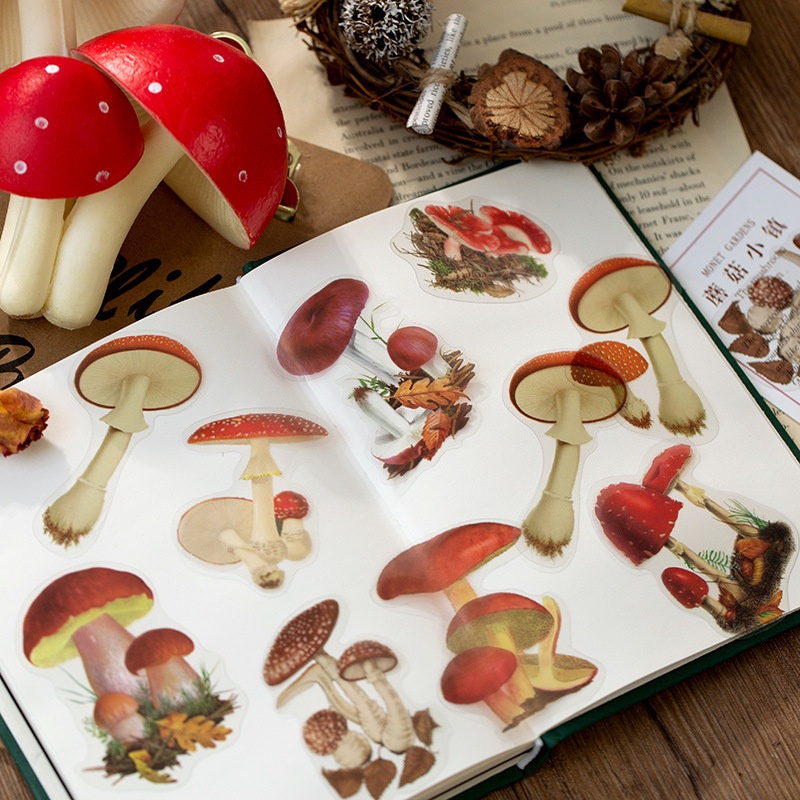 Sticker vintage trang trí hình hoa lá retro trong suốt chống nước HD165-K63 DIY sổ tay bullet journal scrapbook album