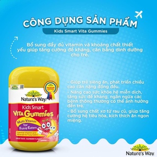 Kẹo Cho Bé Nature's Way Kids Smart Vita Gummies Multi Vitamin for Fussy Eaters Kích Thích Ăn Ngon