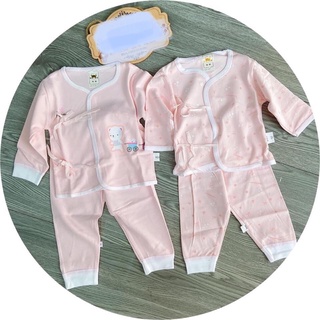 Bộ dài sơ sinh buộc dây, bộ sơ sinh mặc thu đông cho bé, bộ sơ sinh buộc dây sườn cho bé