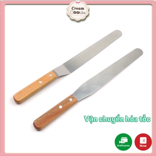 Dao Chà Láng Bánh Kem 25 Cm Thẳng, Gấp Khúc, Cán Gỗ, Lưỡi Inox