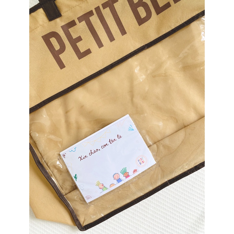Ảnh Túi đựng chăn gối cho bé đi học kèm thẻ tên PETIT BEBE mẫu giáo tiểu học 55cm x 40cm x 15cm 3