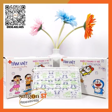 Khẩu trang trẻ em Tâm Việt T-V Kids Mask, khẩu trang y tế Sen Việt 2D 4 lớp [màu], kháng khuẩn chống bụi hợp thời trang