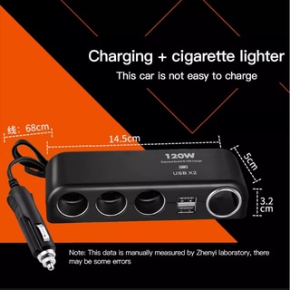Bộ chia tẩu sạc ô tô xe hơi 12v-24v 4 cổng USB kép 120w mẫu mới loại tốt kèm 2 cầu chì dây chống cháy