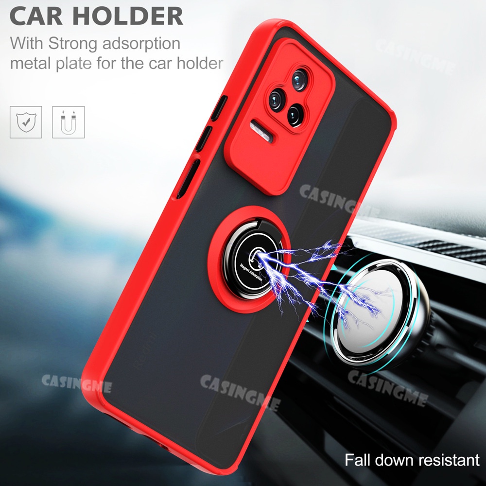 Ốp Điện Thoại Nhám Trong Suốt Chống Sốc Có Vòng Đỡ Nam Châm Thời Trang Cho Xiaomi POCO F4 Redmi K40S K50 Pro