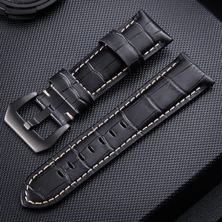 Dây Đeo Đồng Hồ Bằng Da Bò Màu Đen / Bạc 20mm 22mm 24mm 26mm Thay Thế Cho Panerai