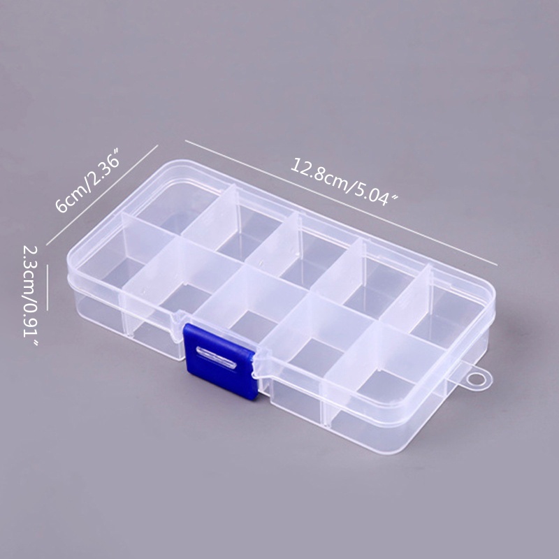 Exhila Hộp Bảo Quản Nhựa Trong Suốt 10 Ngăn Có Nắp Niêm Phong Hộp Đựng Dành Cho Trang Sức Nhỏ Nhẫn Thuốc Nhiều Màu O