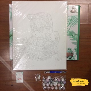 Tranh tô màu số hóa Madoca có khung 40x50cm Mèo đọc sách T903