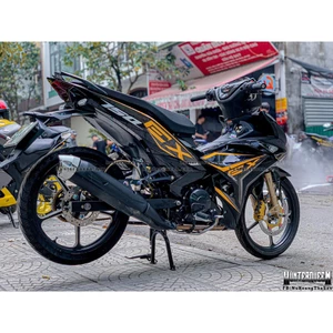 Tem Ex150 chỉ vàng dán xe đen. Decal cao cấp không bay màu bong tróc