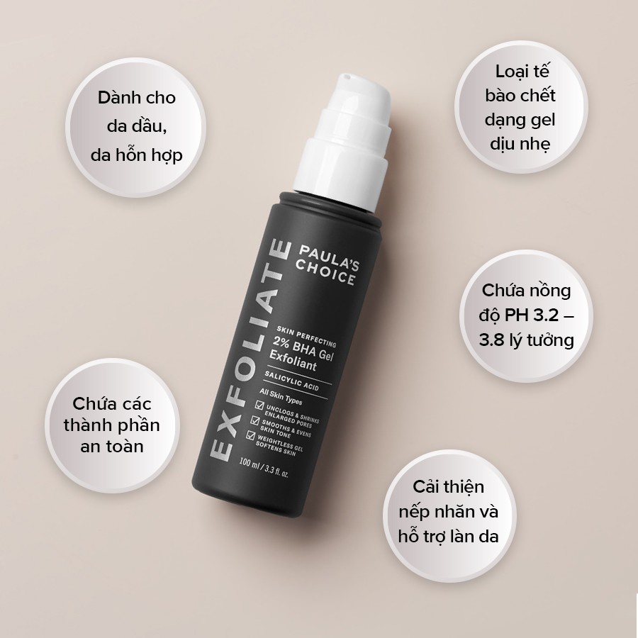 Gel Loại Bỏ Tế Bào Chết Làm Mềm Mịn Da Chứa 2% BHA Paula's Choice Skin Perfecting 2% BHA Gel Exfoliant 100ml