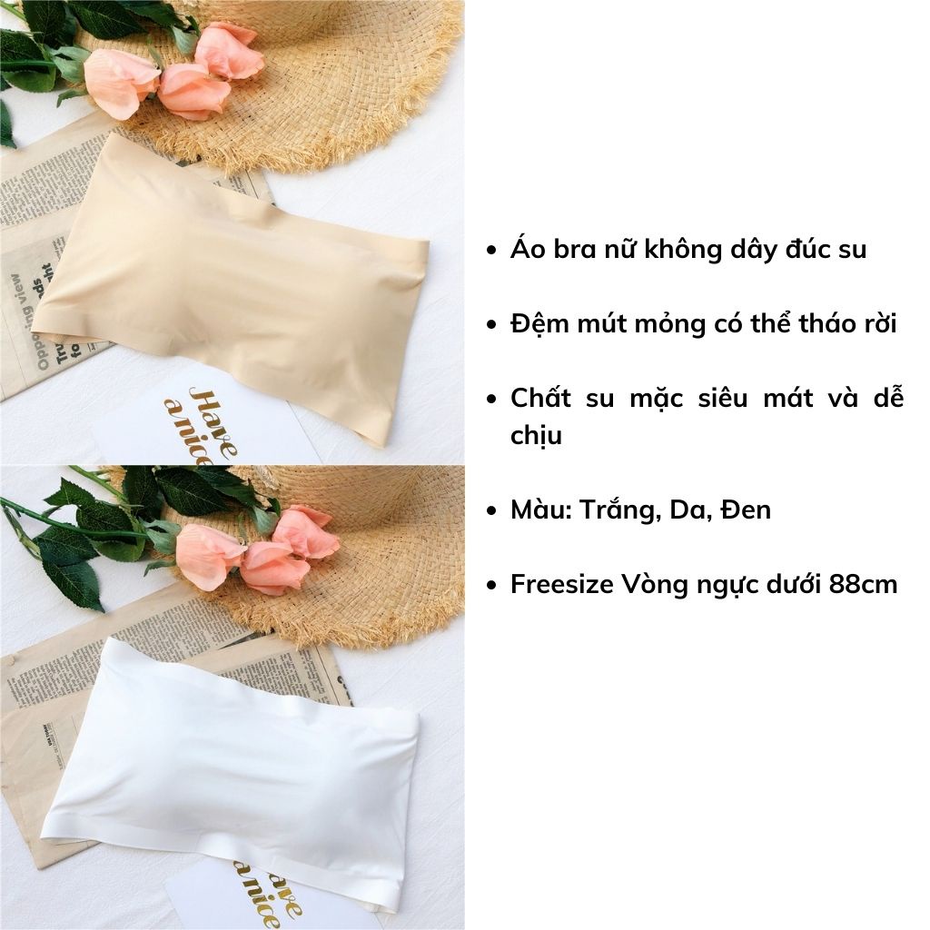 Áo bra nữ không dây học sinh đệm mút ngực mỏng chất su mặc siêu mát và mềm mại LANIXA B8883