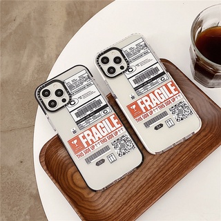 Dành Cho iPhone 15 14 16 Pro Max Ốp Lưng TPU Mềm iPhone 12 13 Pro MAX Ốp Lưng Nhãn FRAGILE Trong Suốt Cho iPhone 11 7 / 8Plus / X / XR / Xs Max