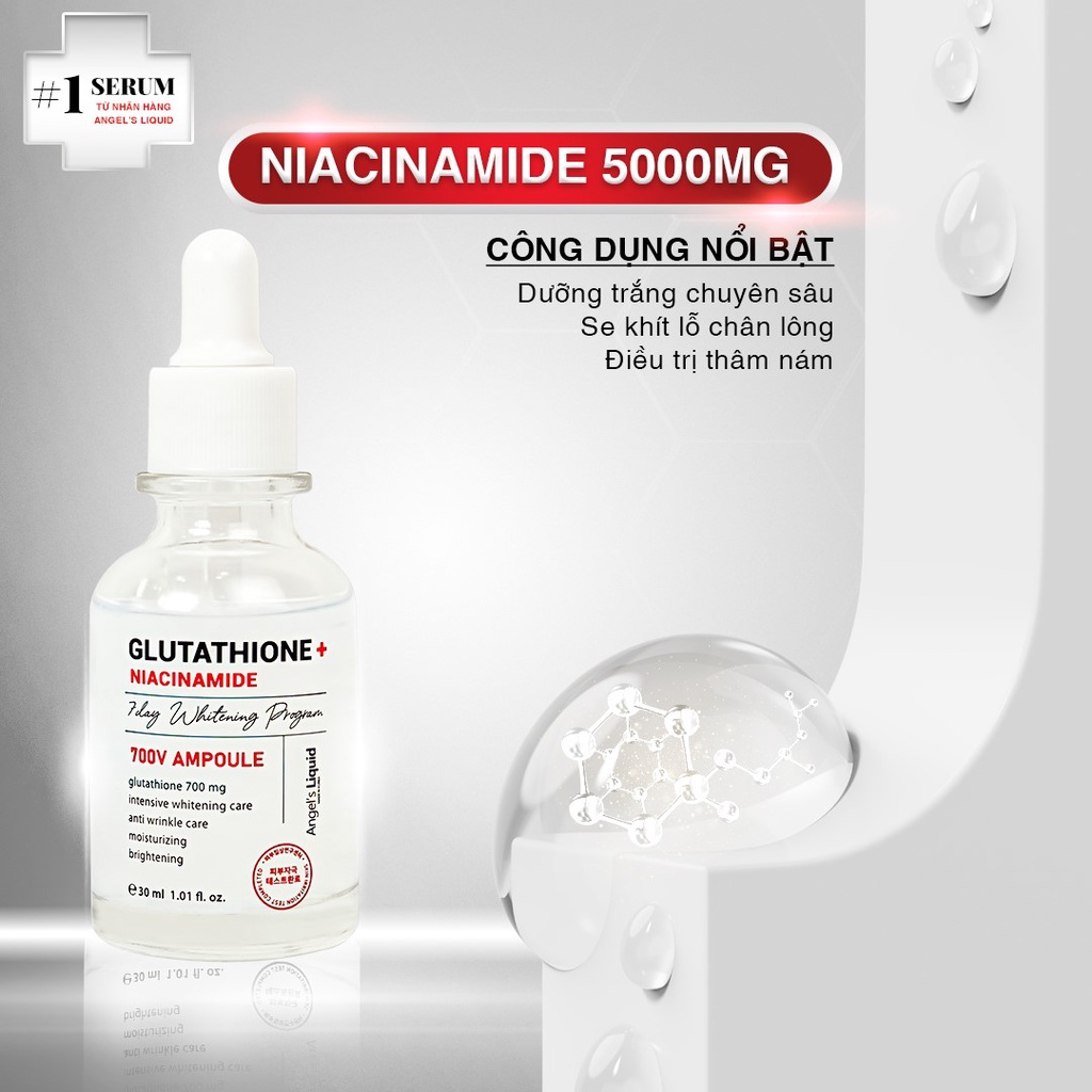 Tinh Chất Angel's Liquid Glutathione + Niacinamide 7 Days Whitening Program 700 V Ampoule