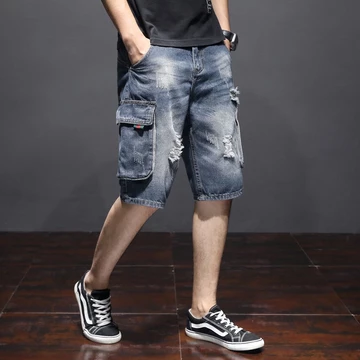 Quần Short Thoáng Khí Quần Short Thoáng Khí Nhiều Túi Quần Short Nam Rời Nam Quần Short Denim Nam Năm Điểm Quần Plus Kích Thước Quần Short Nam Mùa Hè Mỏng
