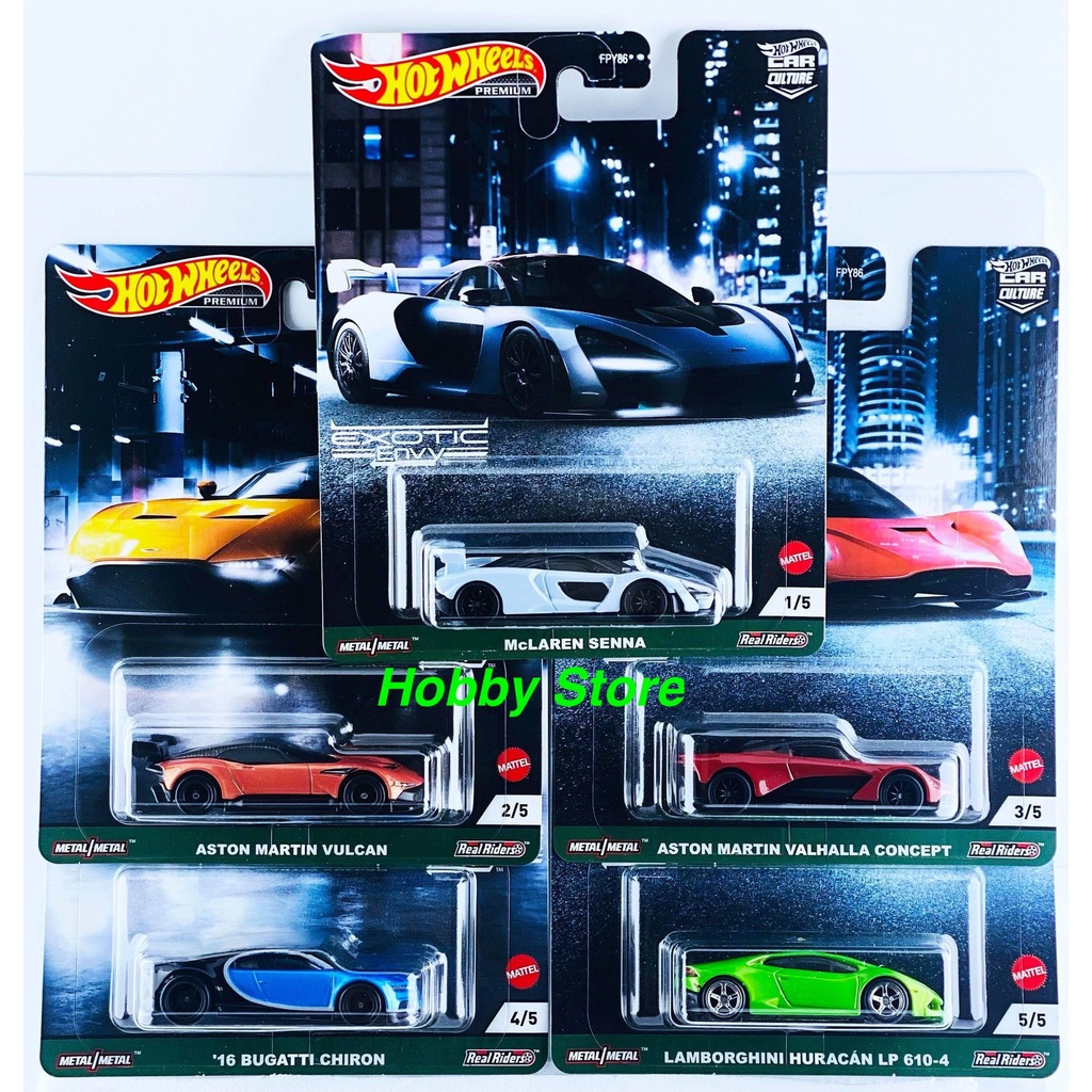 Set Hot Wheels Exotic Envy 2 - 5/5 Voitures : Alpha, Lamborghini, Bugatti, McLaren - Échelle 1:64 Neuf