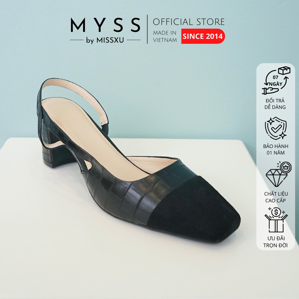 Giày cao gót nữ MYSS mũi bầu khoét eo cài quai sau gót 7cm thời trang - CG0009