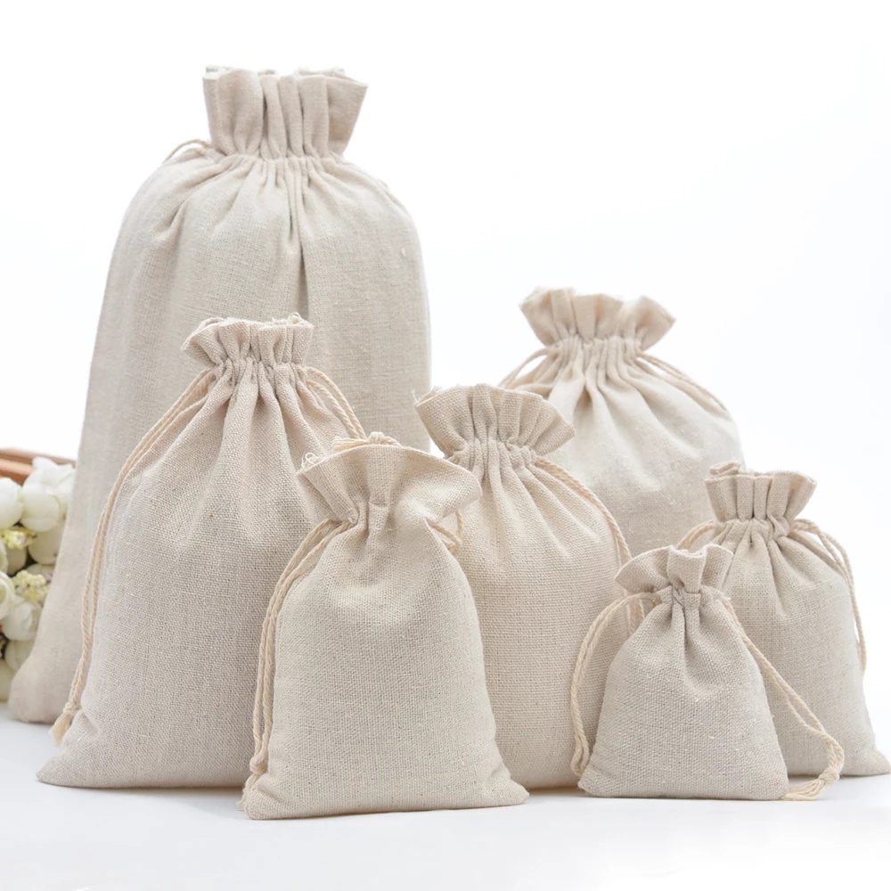 Túi Dây Rút Vải Cotton Lanh Đựng Đồ Đa Năng Tiện Dụng